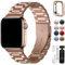 Fullmosa Kompatibel mit Apple Watch Armband 44mm 45mm 42mm, Metall Ersatzband für iwatch SE Series 9 8 7 6 5 4 3 2 1, Roségold