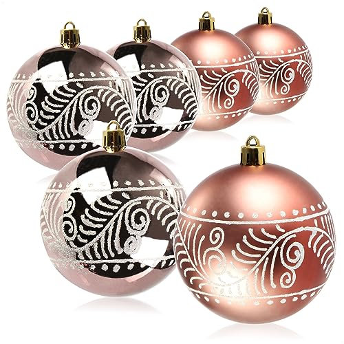 com-four® 6X Weihnachtskugeln, bruchfeste Kunststoff-Weihnachtsbaumkugeln für Weihnachten, Baumschmuck für den Weihnachtsbaum mit Anhängern