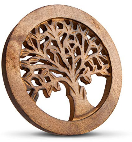 Handmade Wooden Trivet For Hot Dishes Plates & Pots Holder Hot Pad For Kitchen & Dining Table Decor Cookware Heat Resistant Rustic Decorative Carvings Tabletop Home & Dining Table Essentials (Natural)