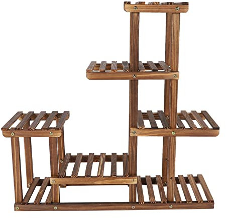 Estantería para flores, estantería de madera para jardín, soporte de flores de varios niveles, escalera para plantas, balcón, escalera, exterior, estantería de madera para interior, balcón, salón,