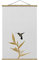 Stoffbild mit Posterleisten - Kolibri und Tropische goldene Blüte II - 120cm x 80cm, Material: Eiche