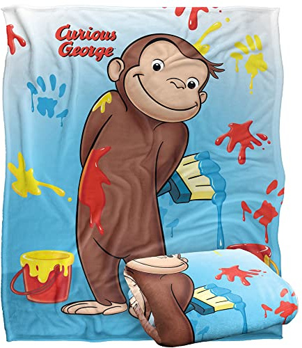 Curious George Paint Superweiche Kuscheldecke mit seidigem Griff – 152 x 127 cm