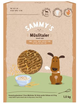 Sammy´s Müslitaler | Knusprig gebackene Hundesnacks |5-Korn-Müslitaler für Deine große Fellnase (ab 30 kg) | 1 kg