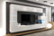 Furnitech Wohnwand Wohnzimmer - Wohnzimmer Möbel mit LED Weiß - Hängend Wohnwand Modern - Wohnzimmer Schrankwand mit Regale und TV Schrank (AN89NEW-21W-HG2)