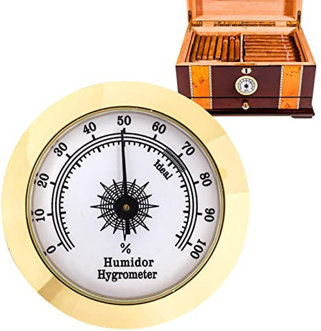 SUSTRATO Zigarren Hygrometer Für Humidor Zigarren Analog Hygrometer,50 Mm Zigarren Humidor Hygrometer, Analoges Zigarren-Oasis-Hygrometer, Tragbares Humidor-Zubehör