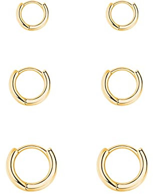Creolen Silber 925 Ohrringe Creolen Gold Klein Ohrringe Set für Damen Mädchen,3 Paar Ohrringe Herren Huggies Klein Creolen Set Zierliche Knorpel Tragus Helix Schlafen Ohrringe 6mm 8mm 10mm