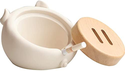 TIANYIA Aschenbecher Schweine-Nase-Aschenbecher mit Holzabdeckung, Kunstharz, niedlicher Aschenbecher, handgefertigt, matter Clip für Zuhause, Wohnzimmer, Dekoration, Büro, 10,9 cm Aschenbecher,