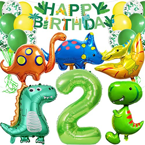 Dino 2. Geburtstag Dekoration - Luftballon, Dschungel Dekoration für Jungen