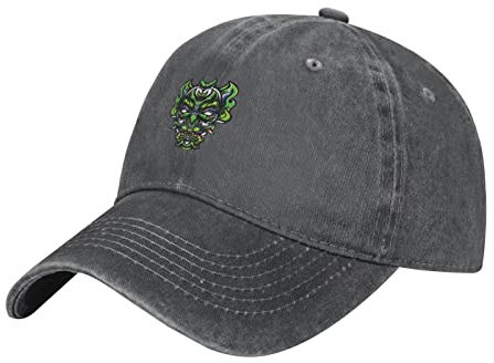 803 Baseballkappe Grüne Maske des Terrors Trucker-Kappe Waschbar Vintage Basecap Verstellbar Unisex Mütze Atmungsaktiv Freizeit Mütze, Für Jungen, Väter, Laufender
