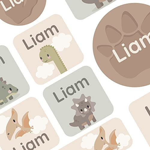 Klebekerlchen® | 33 Große Namensaufkleber in verschiedenen Größen | Beschrifte Gegenstände in Schule und Kindergarten - Dinosaurier