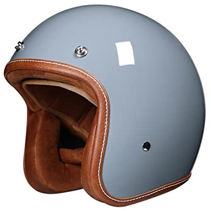 Casque Moto Jet Vintage,Vintage Casque Mobylette Bols ECE Homologué Casque pour Hommes Femmes Scooter Locomotive Retro Casque de Moto Matériau ABS pour Scooter F,XXL