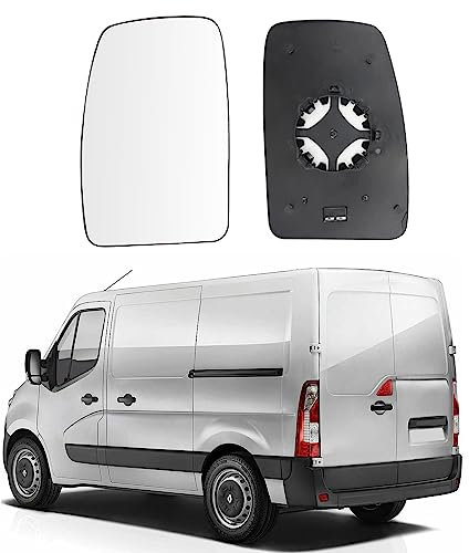 Spiegelglas Ersatz für Renault Master 2010-2021, Ersatz für Opel Movano 2010-2023, Außenspiegel Glas Asphärisch Ersatz für Nissan NV400, Verstellbar Geeignet Umkehrlinse Rückfahrglas (Links)
