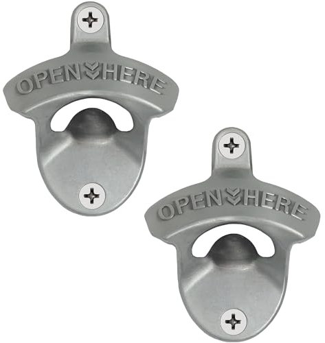HAIICEN Old Style Wall Mounted Bottle Opener, Rustic Silver Rustproof Screw in Wall Bottle Opener Set for Patio Kitchen (2 PCS)
