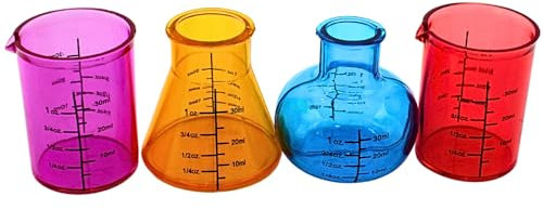 Dekohelden24 Witzige lustige Schnapsgläser als 4er Set - Shotglas Chemielabor - aus Kunsstoff