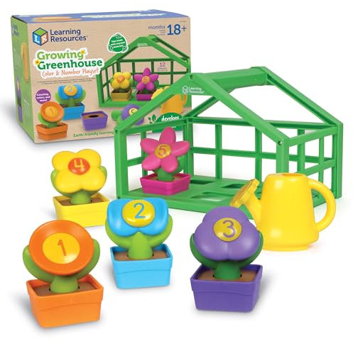 Learning Resources Gewächshaus mit Farben & Zahlen, ab 18 Monaten, Vorschul-Lernaktivitäten, Kleinkind-Lernspielzeug 2-4, Montessori-Spielzeug, nachhaltiges Spielzeug