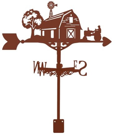 SUPERDANT Wetterhahn Bauernhaus Wetterfahne Schmiedeeisen Wetterhahn für Garten Wegweiser Bauernhaus Dekoration Wetterfahnen Ornament Weather Vane Windmesswerkzeug Rotbraun Gartendeko