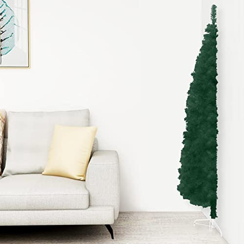 Rantry Mobili Albero Natale Artificiale Sottile a metà Supporto Verde 210 cm, Decorazioni Natalizie, Albero di Natale, Natale Artificiale Sottile Supporto