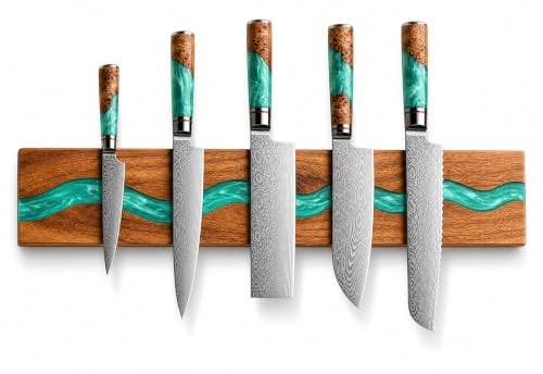 GOGOJSM Magnetischer Messerhalter für die Wand, grünes Holz und Harz, magnetische Messerleiste, Verwendung als Messerleiste, Messerhalter für Küchenutensilien, Organizer, Werkzeughalter