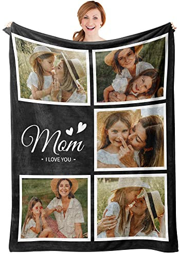 Easycosy asycosy Personalisierte Muttertagsgeschenke für Mama, Personalisiert Decke mit Foto & Text, Fotodecke Kuscheldecke Decke Selbst Gestalten, Geschenke für Mama Oma Papa zum Muttertag Vatertag