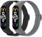 Astorgos 2 Stück Elastisches Nylon Armband Kompatibel mit Xiaomi Mi Band 7/6/5 für Damen Herren, Elastisches Stoff Ersatzarmband Dehnbares Uhrenarmband Sportarmband, Schwarz+Grau