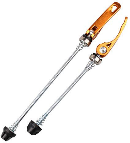 WANGBINGXING Schnellspanner Fahrrad Fahrradrad -Hub -Spieß vorne hinten Qr. Schnellverschlussspieße. MTB Rennradclip-Hebelachse 145 / 175mm 90g / Pair Ti-Achsen-Spieß Schnellspanner(Orange)