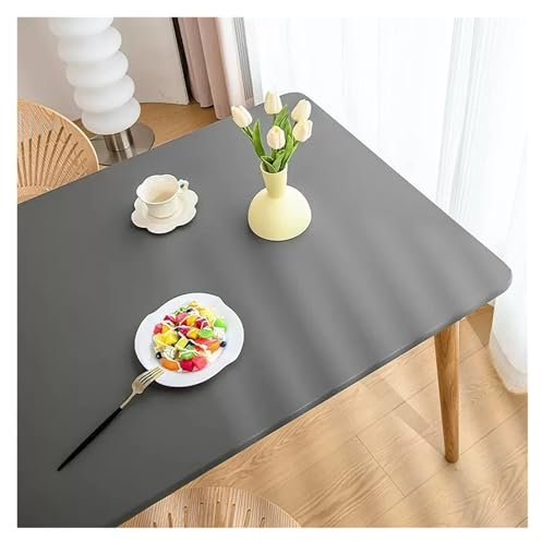 SUBLXPoten Tischdecke Einfarbige Tischdecke aus PU-Leder, fixierbare elastische Tischdecke, wasserdicht, rund, quadratisch, individueller Tischschutz(Gray,70x120cm)