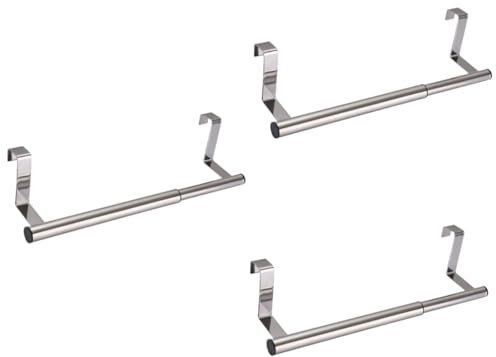 Mikinona 3st Teleskopischer Handtuchhalter Tür Handtuchaufbewahrung Hängend Am Schrankbar-Rack Handtuchhalter Über Der Tür Lagerregal Hakenaufhänger Lagerregale Rostfreier Stahl