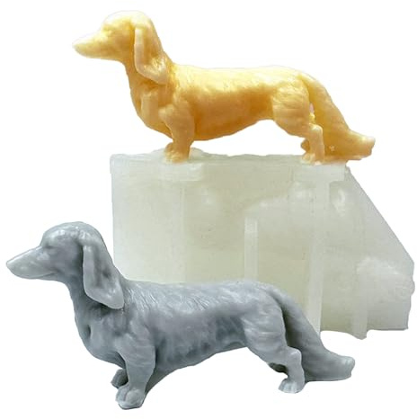 Wehous Stampo in silicone 3D a forma di bassotto, stampi in resina epossidica a forma di animale di cane, in silicone, ornamento per cemento, gesso, ciondolo unico per auto, per resina, artigianato