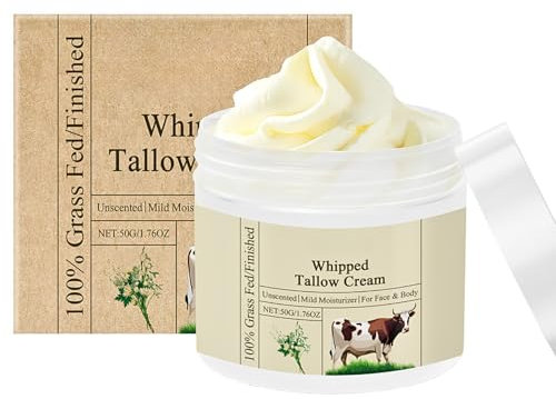Whipped Tallow Honey Balm, Beef Tallow Face Cream for Dry Skin, Beef Tallow Moisturiser for Face & Body, 100% Grass Fed Beef Tallow Balm, Organic Beef Tallow for Skin, Deeply Nourishing, Moisturizing