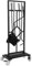 Diegimr 9pcs Ensemble d'Outils de Cheminée, Support Tisonnier en Fer Forgé pour Foyer Accessoires Cheminée avec Base Robuste à Quatre Roues pour Support Cheminée d'Intérieur et d'Extérieur d'hiver