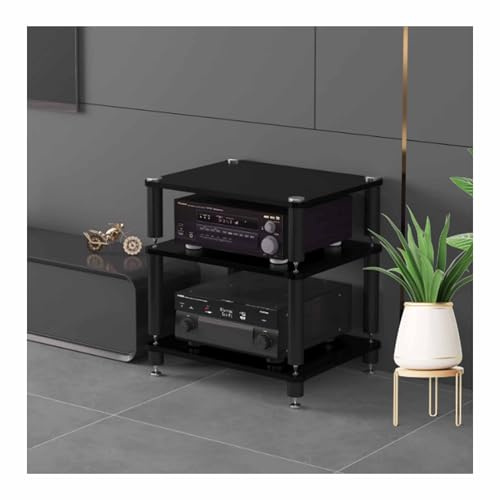 AV-Medienständer, Verstärker-Rack-Regal, Audio-Video-Regal, Eckregal, TV Rack HiFi Regal Audio Schrank, offener CD-Player-Ständer, für Plattenspieler & Stereoanlagen & Kompaktanlage(Nero,60*48*60cm)