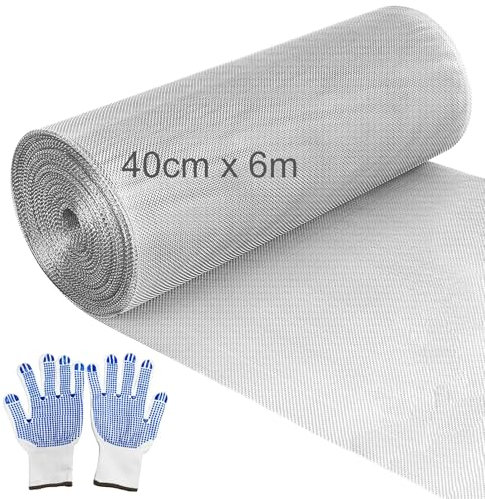 Rete metallica per arvicole, 40 cm x 6 m, rete metallica per rete metallica, diametro foro 1 mm, larghezza linea 0,25 mm, griglia per topo, voliera, filo di pollo, 20 maglie