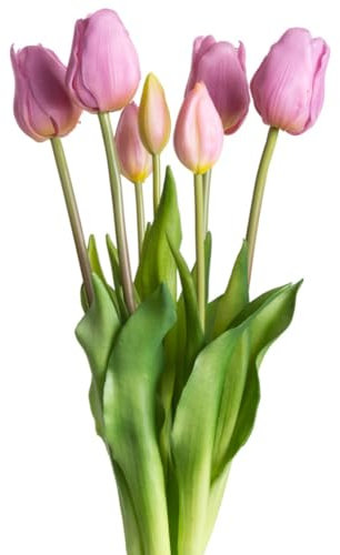 Botanic-Haus künstliches Tulpenbündel/künstlicher Tulpenbund Sandy lang mit 4 Tulpen und 3 Tulpenknospen Farbe: Mauve „real Touch“