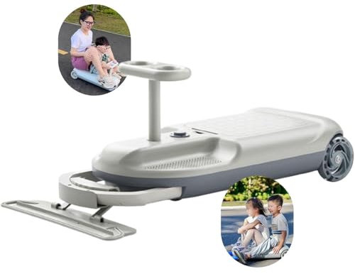 Wiggle Car Ride On with Floor Cleaning Function Go Karts for Kids Frosted Feel Ride On Vacuum Cleaner Kids 360° Steering Wheel with Smooth Steering for Indoor Outdoor,Grey