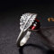 Adjustable Ring for Women - Ring for Women's Open Adjustable, S925 Retro Matte Leaf Inlaid Chalcedony Pomegranate Opening Ring, Handmade Unique Jewelry for Male Ladies Christmas Birthday Gift