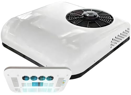 moupeaktain Climatiseur De Camping-Car, 12V/24V Climatiseur De Toit De Camping-Car pour Camions, Camping-Cars Et Caravanes, Refroidissement Efficace, Faible Bruit,White-12V