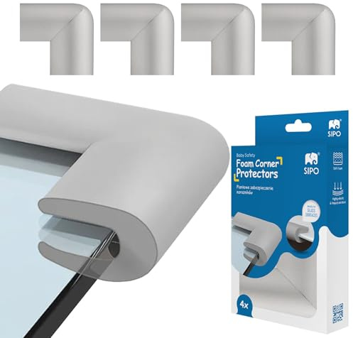 SIPO Schaumstoff-Eckenschutz für Glasmöbel – 4er‑Set – Weiche, Selbstklebende Kantenschutz‑Polster für Esstisch & Regale