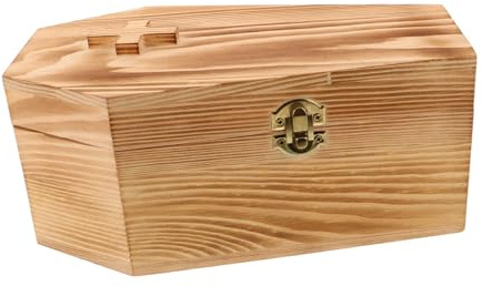 Zerodeko Sargförmige Holzbox zur Aufbewahrung von Schmuck Tierasche und Süßigkeiten als Erinnerungsbox Halloween-dekoration und Geschenkverpackung