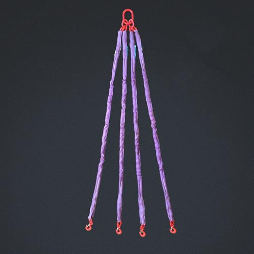Schlinge mit 4-Strang-Haken, 4-Strang-Gehängeschlinge, Polyester-Gurtband-Hebekette, 3000 kg schwere Greifhaken aus legiertem Stahl, für sicheres Schleppen und Transportieren von Lasten(4m)