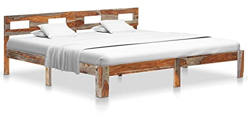 Yunovire Massivholzbett Grau 200x200 cm, Modernes Doppelbett ohne Matratze, Robustes Bettgestell aus Kiefernholz für Schlafzimmer, Elegantes Design, Langlebige Konstruktion