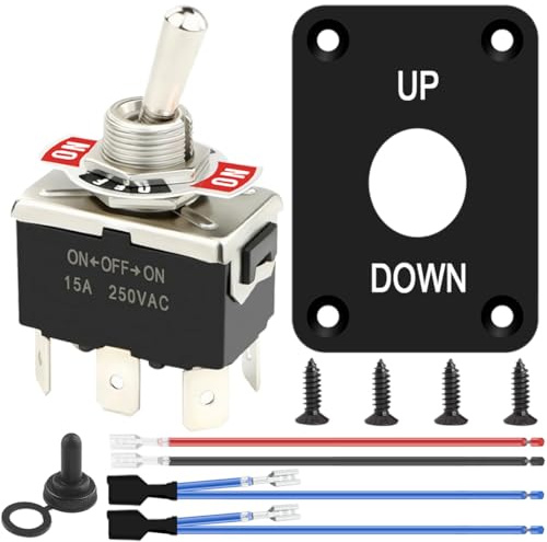 HAAMNING7 Interruptor de palanca de polaridad inversa momentáneo, 12 V, 20 A, DPDT, 6 pines, 3 posiciones, encendido/apagado/encendido, conector de alimentación, interruptor basculante