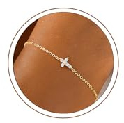 Turandoss Armband Damen Gold, 14K Gold Vergoldet Kreuz Armband