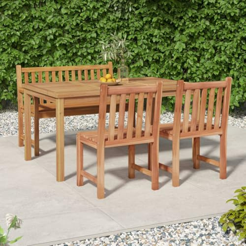 Mimdixy Gartenlounge Set Outdoor Sitzgruppe Gartenmöbel,4 TLG. Garten Essgruppe Massivholz Teak,Für Balkon,Terrasse,Kann Schnell Zusammengebaut Werden