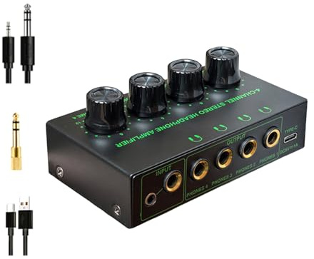 HZ400 Color Headphone Amplifier Splitter with Adapter and Cables Multiple Output for Clear Auditory Headphone Amplifier Studio