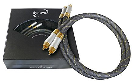 Dynavox cavo stereo RCA di alta gamma, cavo RCA premium con schermatura multipla, rame ad alta purezza, connettori placcati in oro 24k, 1.5m