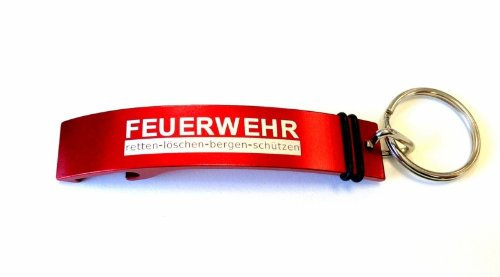 alarmtrakt.de Schlüsselanhänger mit Flaschenöffner Aluminium inklusive Lasergravur Feuerwehr retten-löschen-Bergen-schützen