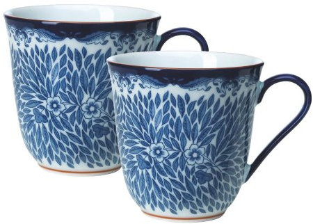 Rörstrand Tasse aus der Ostindia Floris Kollektion, aus Porzellan hergestellt, in der Farbe: weiß/blau, spülmaschinenfest, Fassungsvermögen: 30 cl, 2 Stück, 1012353