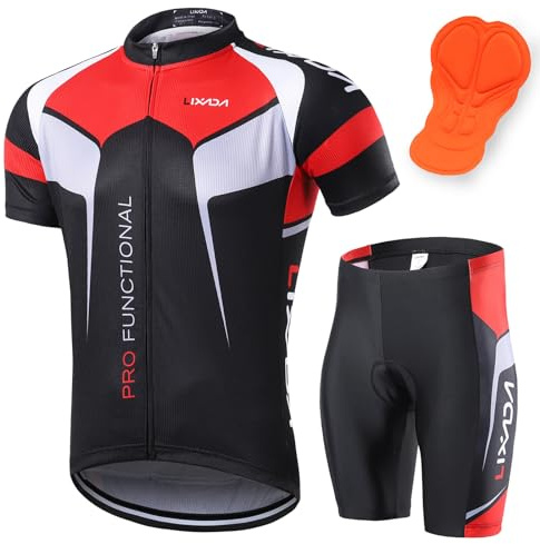 Lixada Men's Cycling Jersey Set Short Sleeve Suit Quick Dry Bicycle Shirt Shorts Padded Bike Outfit MTB Cycling Clothing Kit