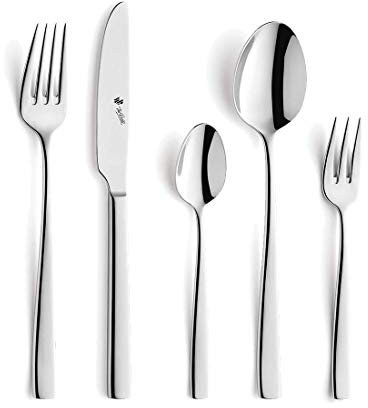 Paul Wirths PURE Besteck Set 12 Personen | 60-teilig | 18/10 Edelstahl Essbesteck poliert | Besteckset spülmaschinenfest | Tafelbesteck 12 Personen zeitgemäß und kompromisslos