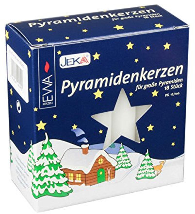 Ewa-Jeka Pyramidenkerzen weiß, groß, 18 Stück